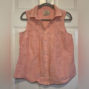 Old Ranch Women’s Sleeveless Blouse Pink Size Large 100% Cotton Stretch